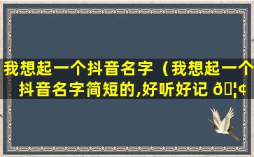 我想起一个抖音名字（我想起一个抖音名字简短的,好听好记 🦢 的俩字或一字的）